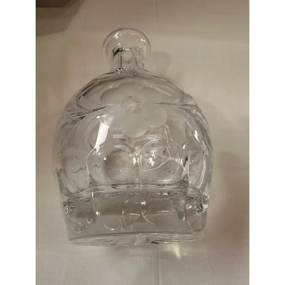Gorham‎ Lead Crystal Whiskey Decanter Floral Diamond Cut WGermany 11 inch Clear